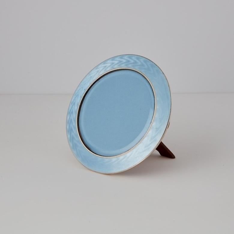 Marco antiguo de plata de ley y esmalte guilloché Circa 1920 Noruega Noruego en venta