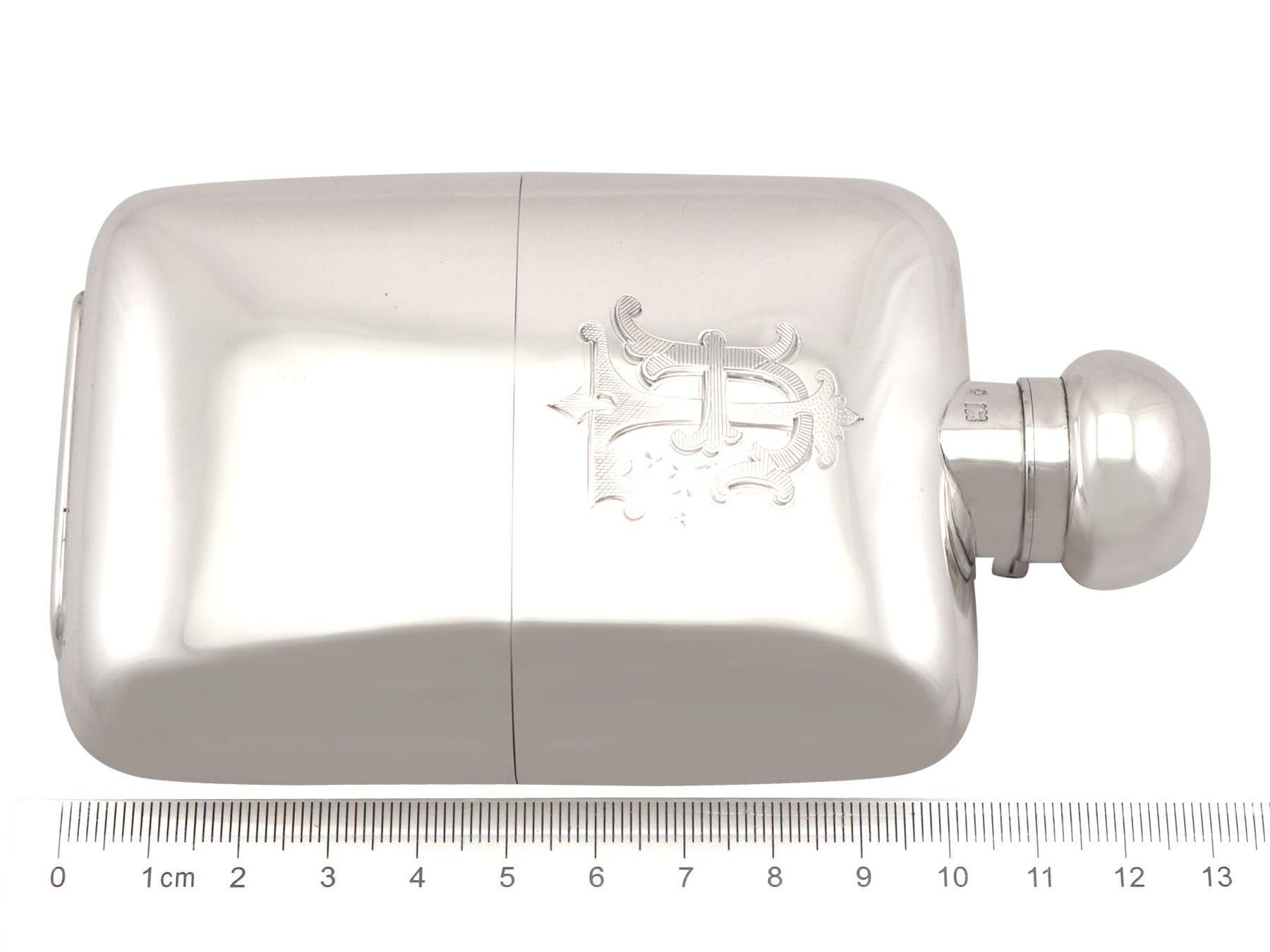 Antique Sterling Silver Hip Flask - Boxed, 1911 7