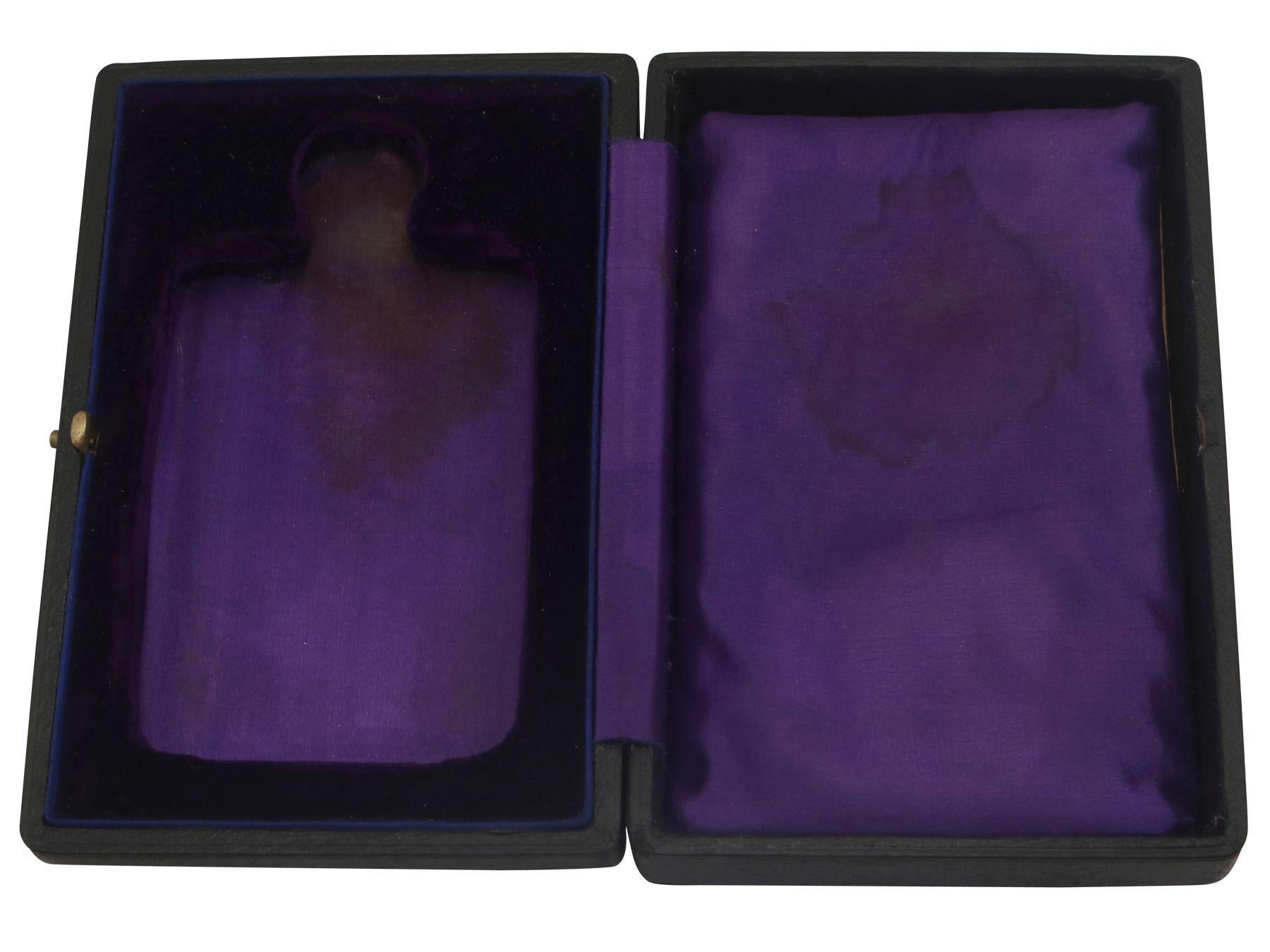 Antique Sterling Silver Hip Flask - Boxed, 1911 3