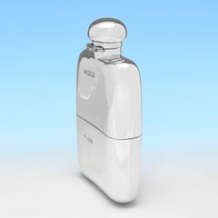 Antique sterling silver hip flask with removable cup made in London in 1910