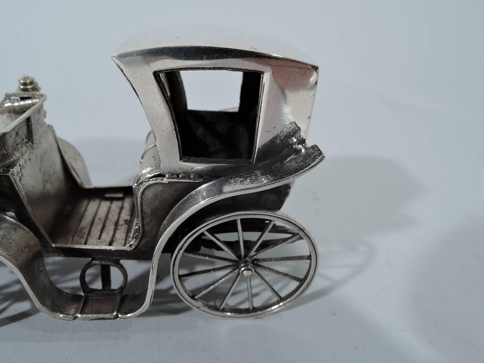 Italian Antique Sterling Silver Horse-Drawn Brougham Carriage