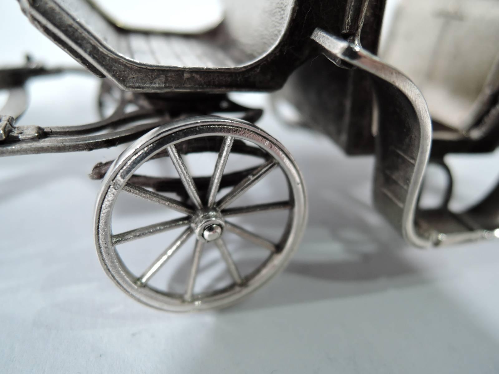 Antique Sterling Silver Horse-Drawn Brougham Carriage In Excellent Condition In New York, NY