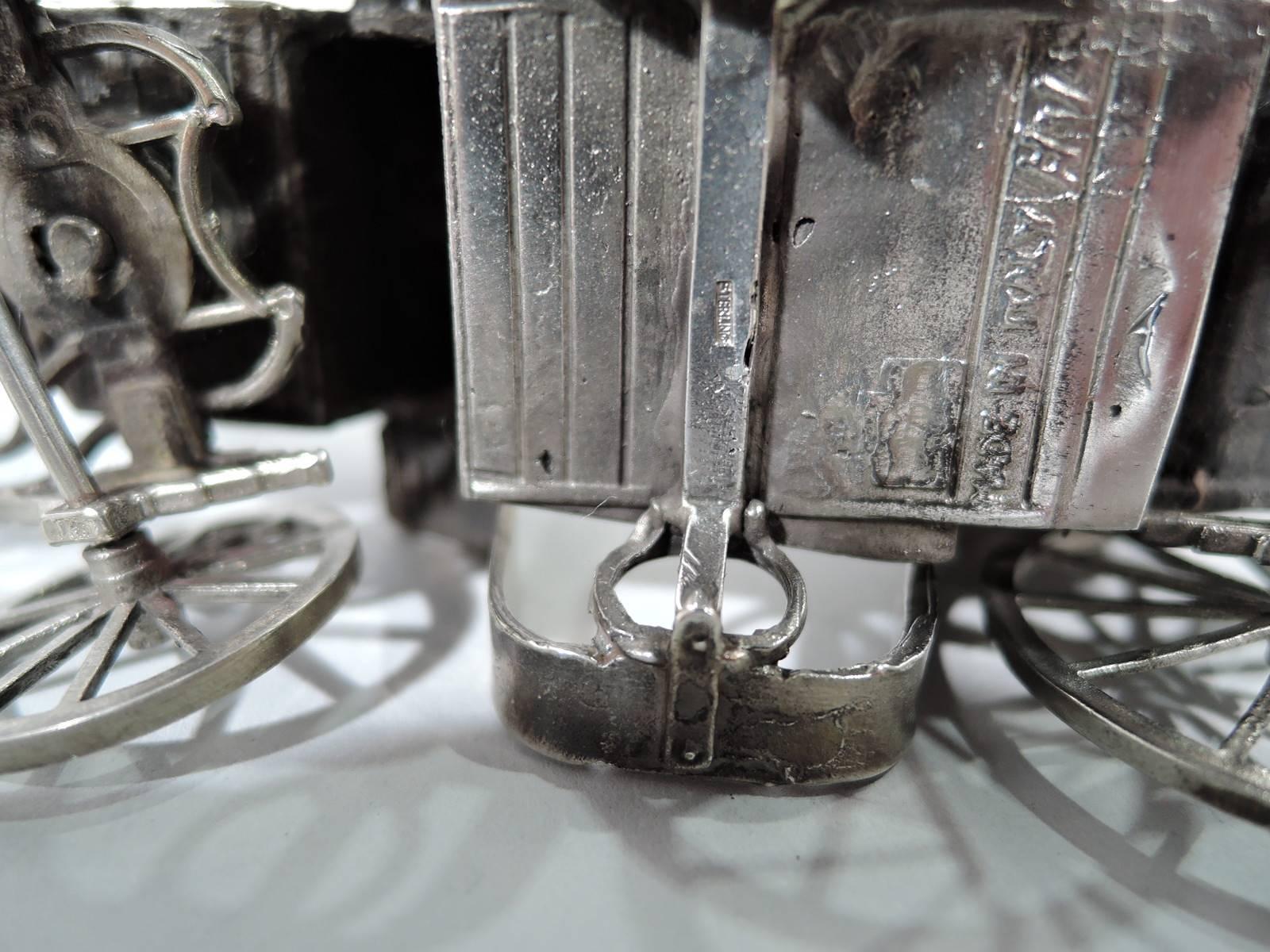 20th Century Antique Sterling Silver Horse-Drawn Brougham Carriage