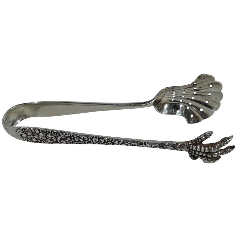 Antique Sterling Silver Ice Tongs by Baltimore Maker Jacobi and Jenkins