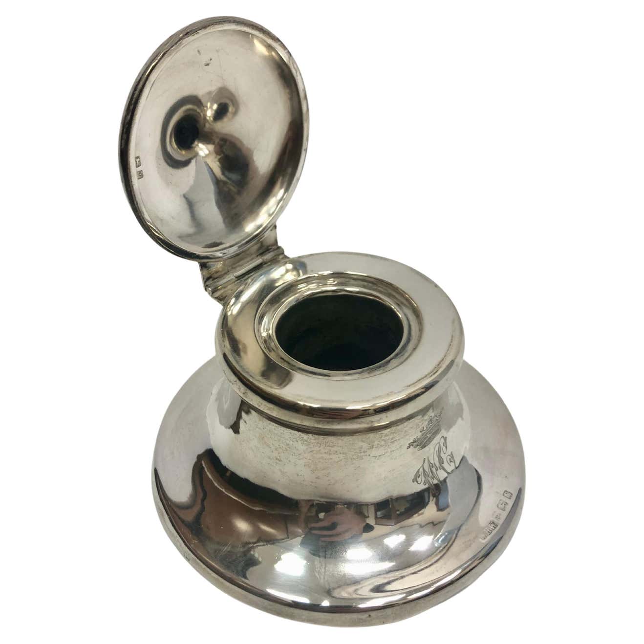 Antique Sterling Silver Inkwell England 1905 For Sale at 1stDibs ...