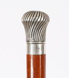 Antique Sterling Silver Internal Horse Measure Walking Cane Stick 19thC 92cm/36"