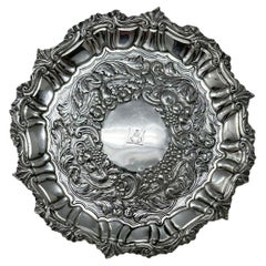 Bandeja para bebidas de plata de ley antigua irlandesa de Dublín William Nolan
