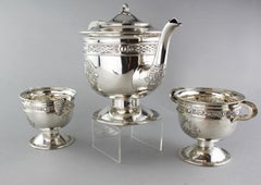 Antique Sterling Silver Irish Three-Piece Tea Service Set, Dublin 1917, Hopkin