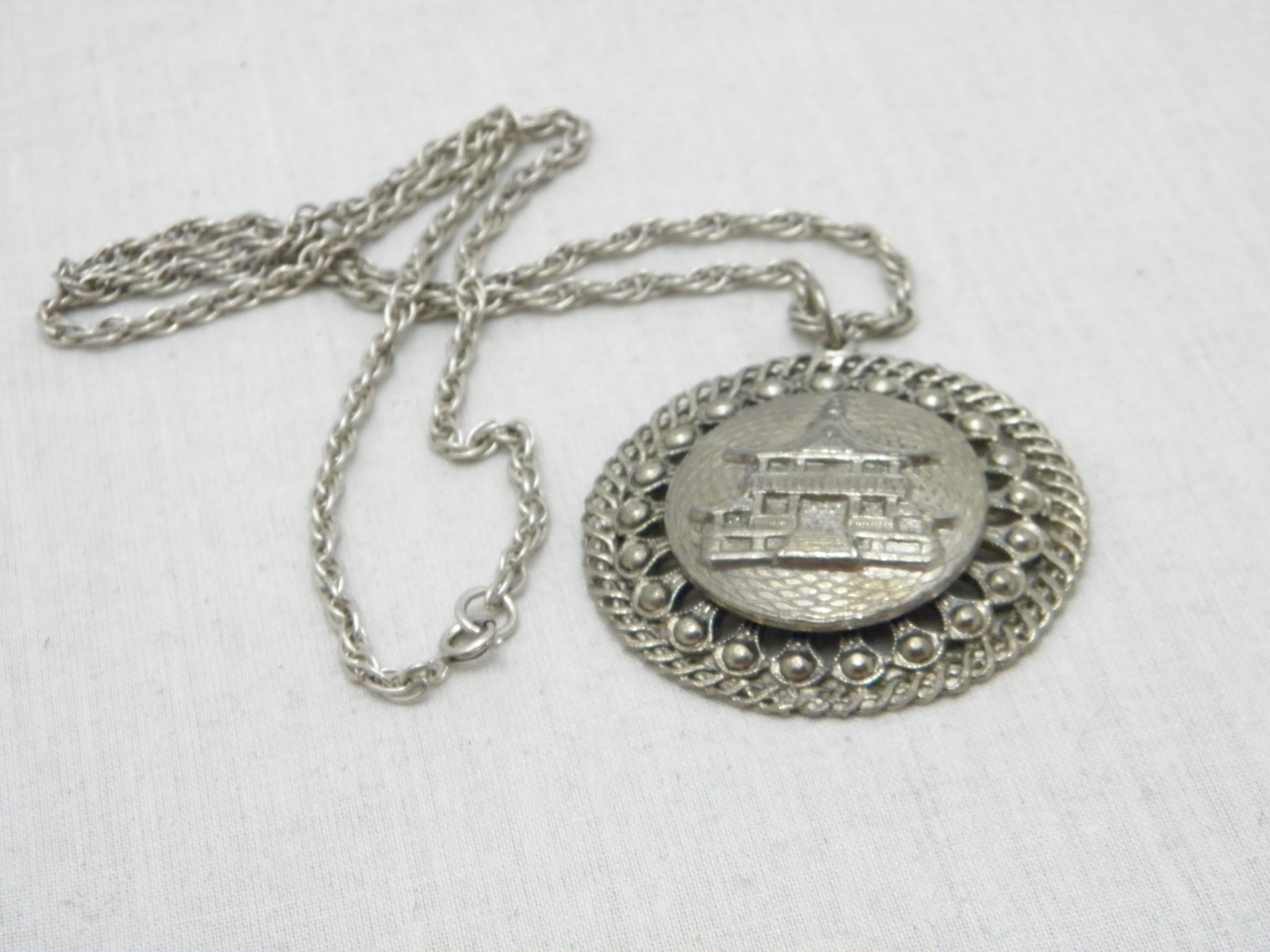 Antike antike Sterling Silber Halskette mit Pagodenanhänger aus Seil 925 22 Zoll im Angebot 6