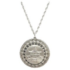 Antike antike Sterling Silber Halskette mit Pagodenanhänger aus Seil 925 22 Zoll