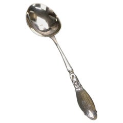 Antique Sterling Silver Jensen Style Oversized Serving Spoon, 6.02 toz, c1920