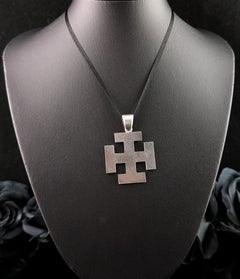 Antique Sterling silver Jerusalem cross pendant, Victorian