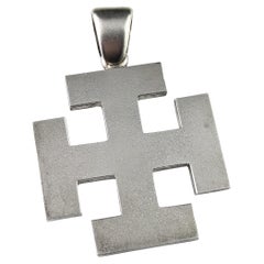 Antique Sterling silver Jerusalem cross pendant, Victorian 