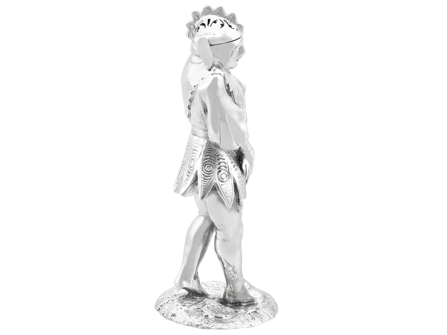 An exceptional, fine and impressive antique George V English sterling silver pepper modelled in the form of a jester; an addition to our novelty silverware collection

This exceptional and rare antique George V cast sterling silver pepperette has