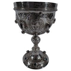Antique Sterling Silver Jeweled Goblet with English Import Marks