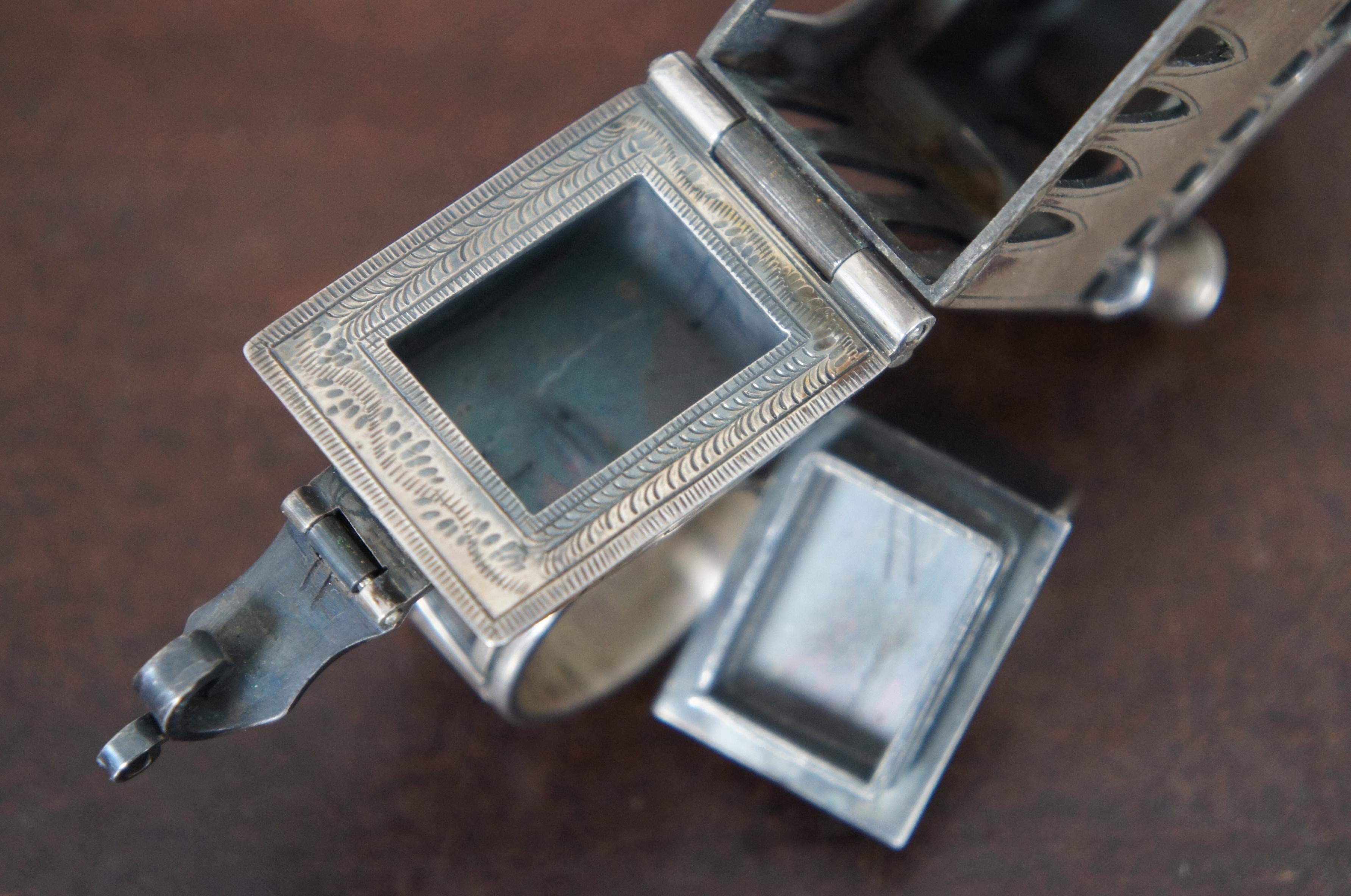 Antique Sterling Silver Judaica Marriage Wedding Prayer Ring Jewish Besamim Box 7