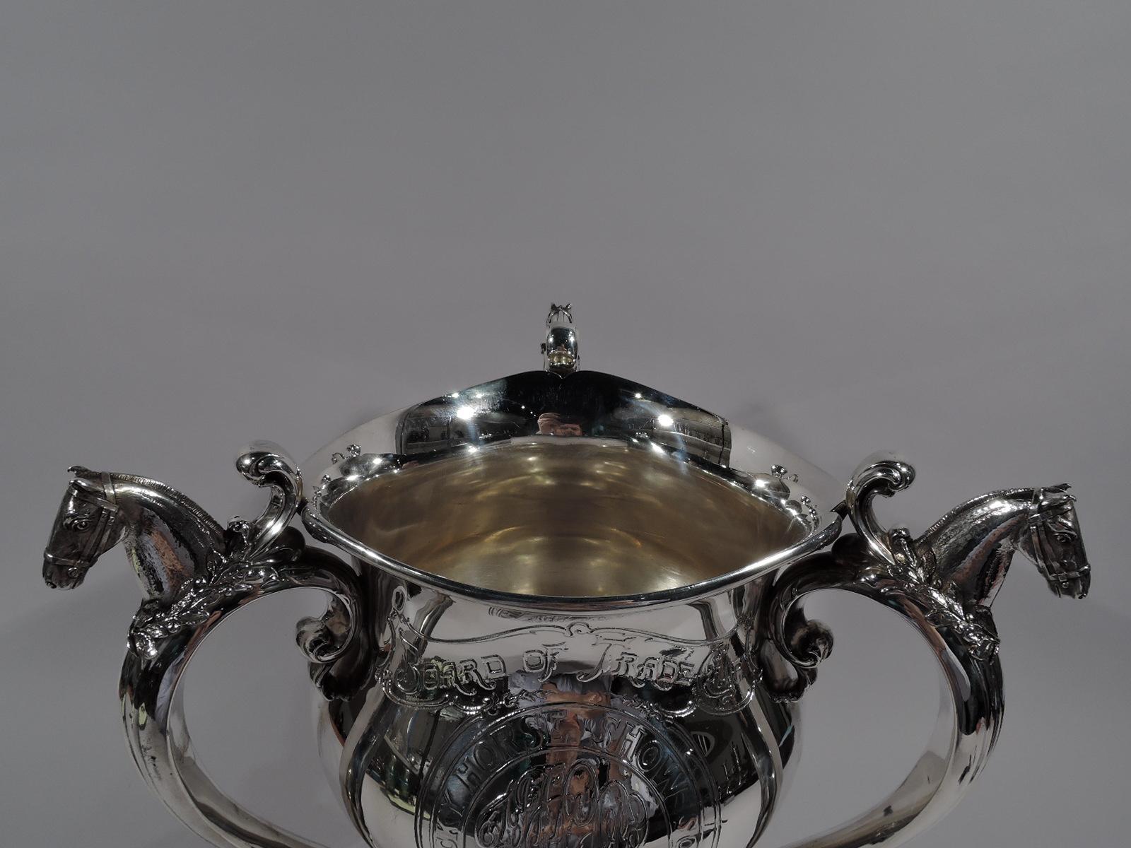 Edwardian Antique Sterling Silver Kentucky Horse Race Loving Cup Trophy