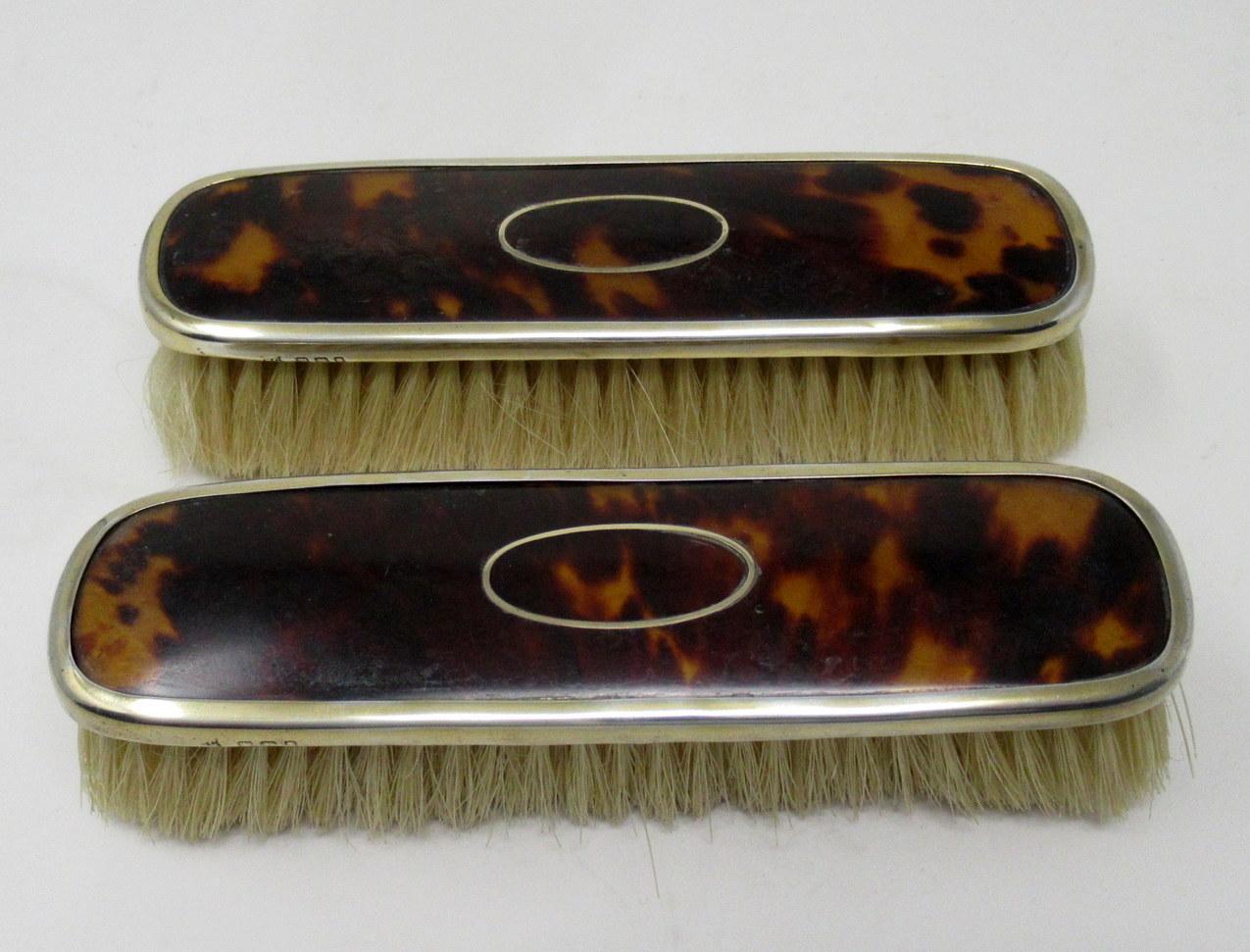 Antique Sterling Silver Lady's Vanity Dressing Table Set Hair Clothes Brushes 1