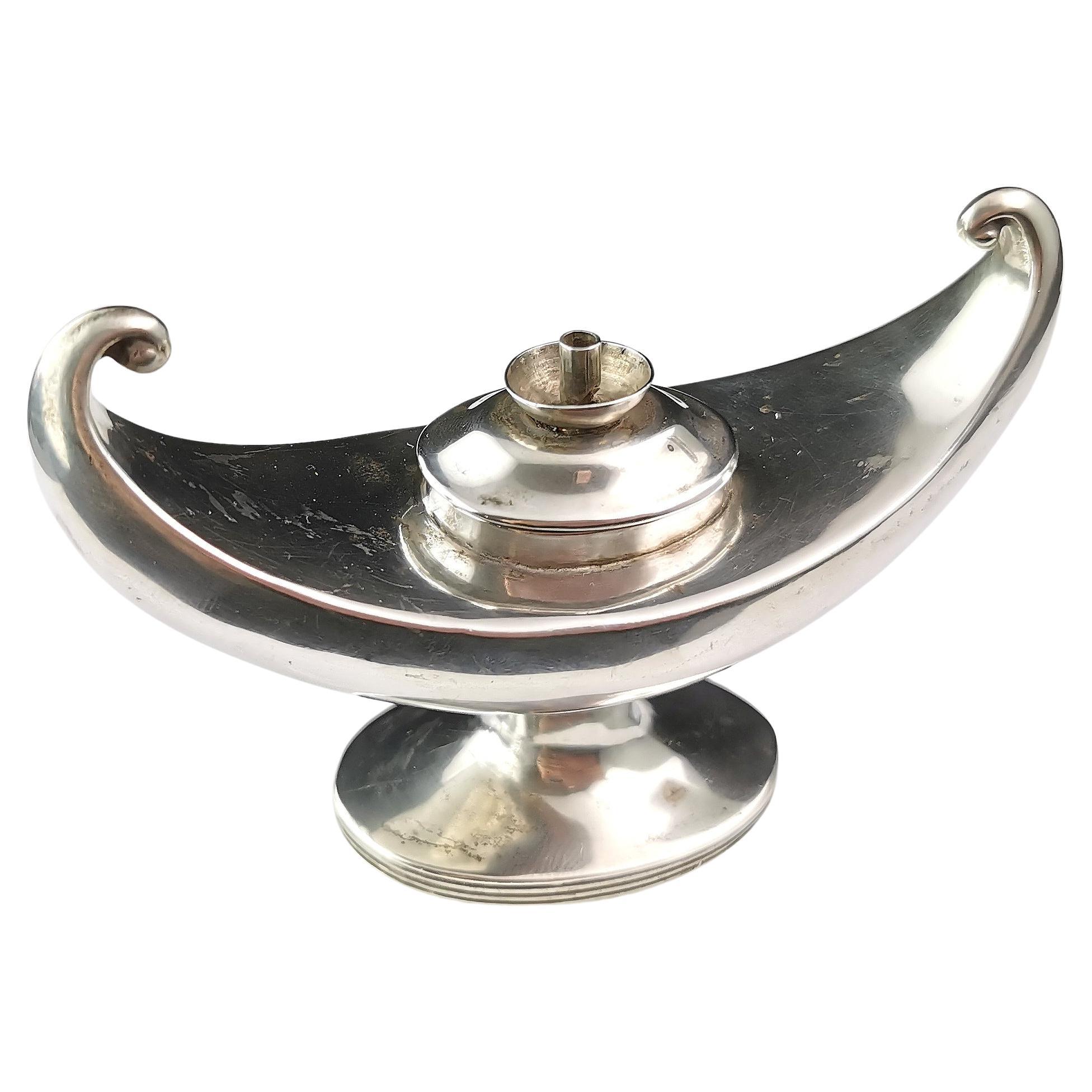 Antique sterling silver lamp form table lighter For Sale