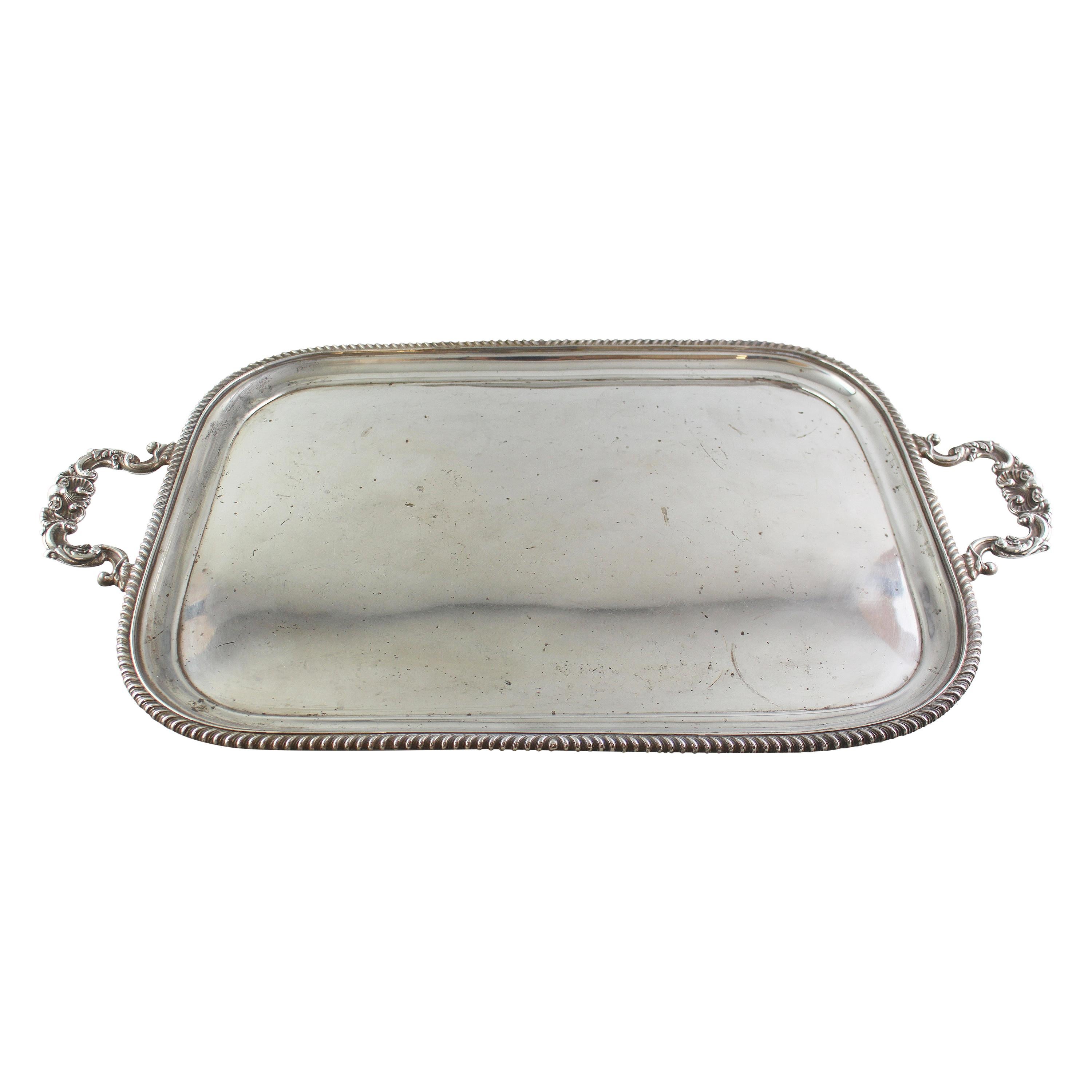 Antique Sterling Silver Large Serving Tray, Chester 1912, Barker Brothers