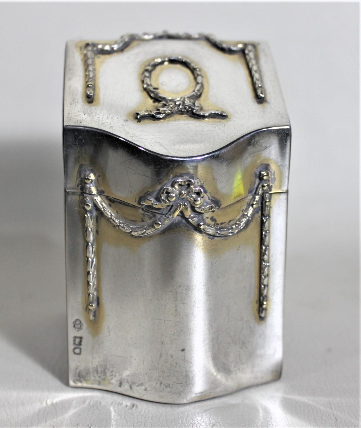 Hand-Crafted Antique Sterling Silver & Leather Miniature Knife Holder Styled Playing Card Box For Sale
