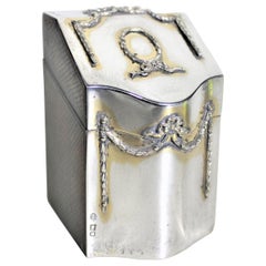 Antike Sterling Silber & Leder Miniatur-Messerhalter Styled Spielkarte Box
