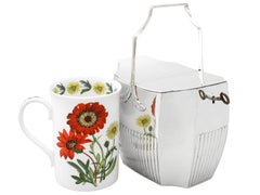 Porta tè georgiano in argento sterling con chiusura a doppio coperchio