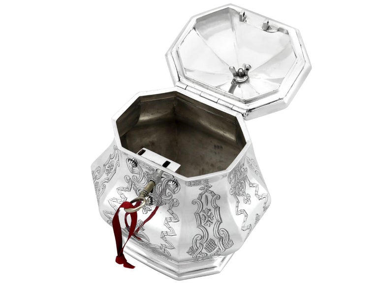 Antique Sterling Silver Locking Tea Caddy, '1850' For Sale at 1stDibs