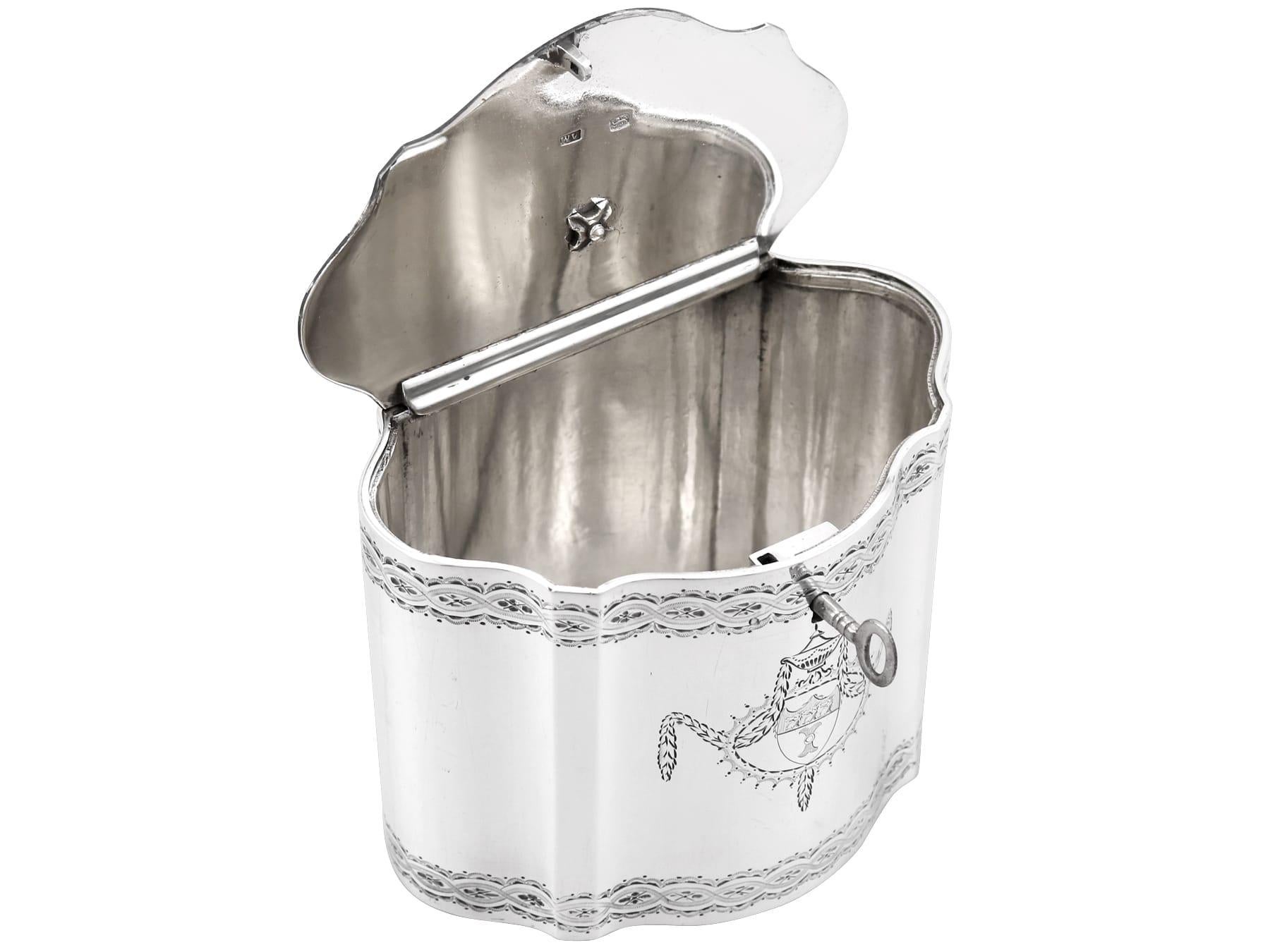 18th Century and Earlier Antique 1782 Sterling Silver Locking Tea Caddy For Sale