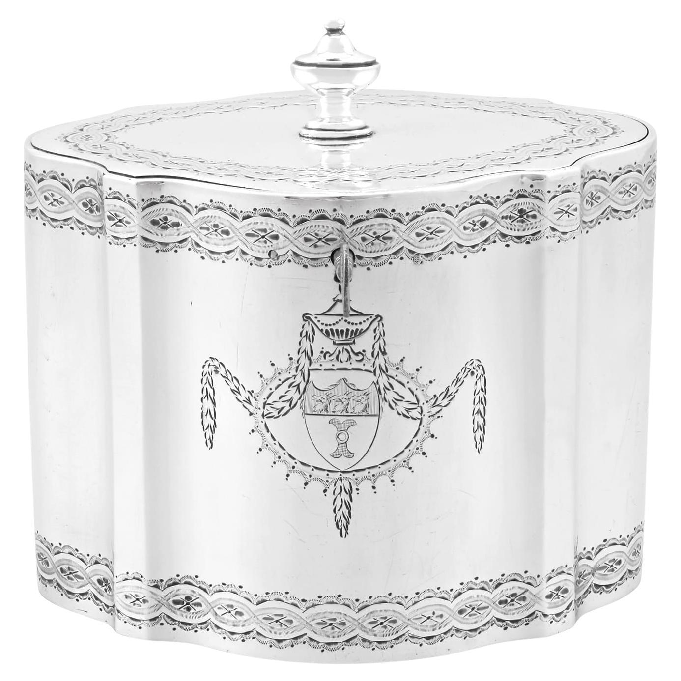 Antique 1782 Sterling Silver Locking Tea Caddy For Sale
