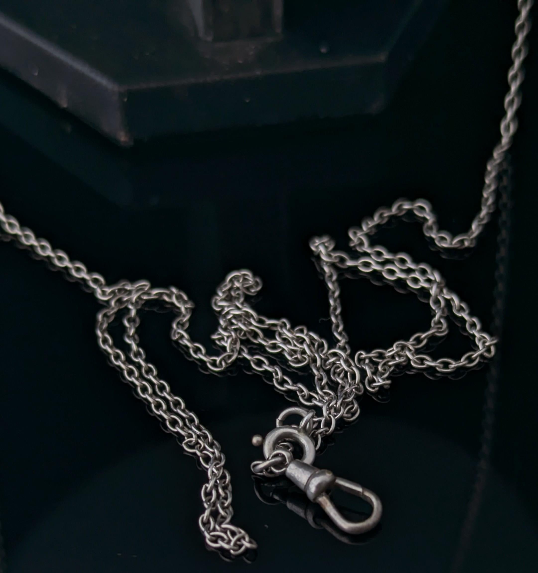 Collier ancien en argent sterling à longue chaîne, garde, chaîne à manchon Bon état - En vente à NEWARK, GB