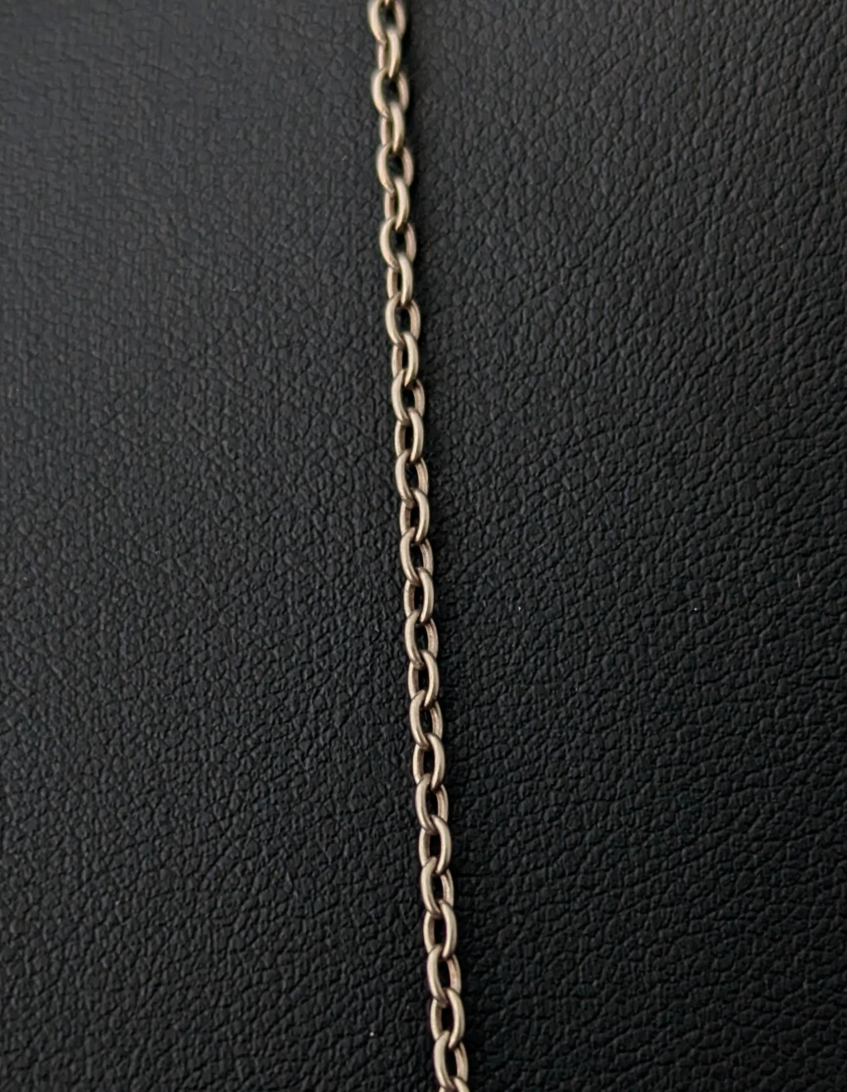 Collier ancien en argent sterling à longue chaîne, garde, chaîne à manchon en vente 4