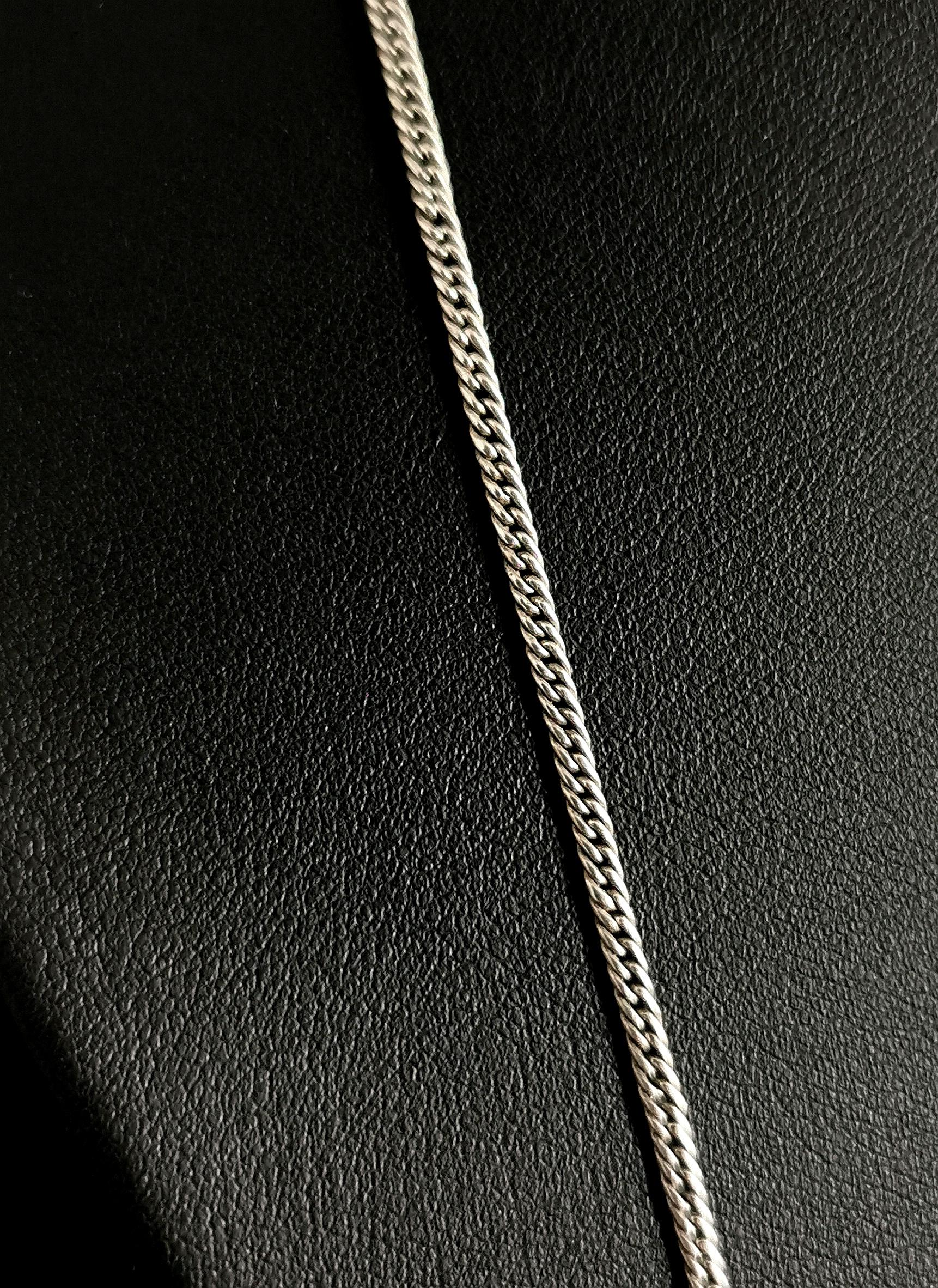 Antique Sterling Silver Longuard Chain Necklace, Muff Chain, Edwardian 3