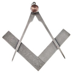 Antique Sterling silver Masonic pendant, large, Victorian