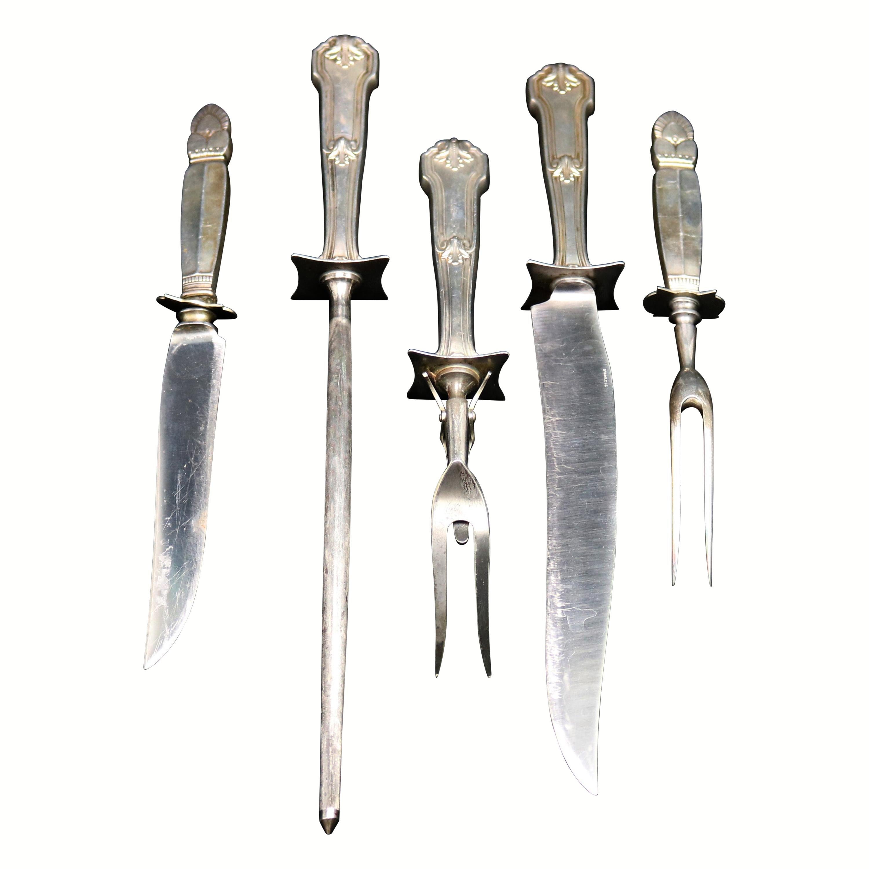 Antique Sterling Silver Meat Carving Sets, circa 1920