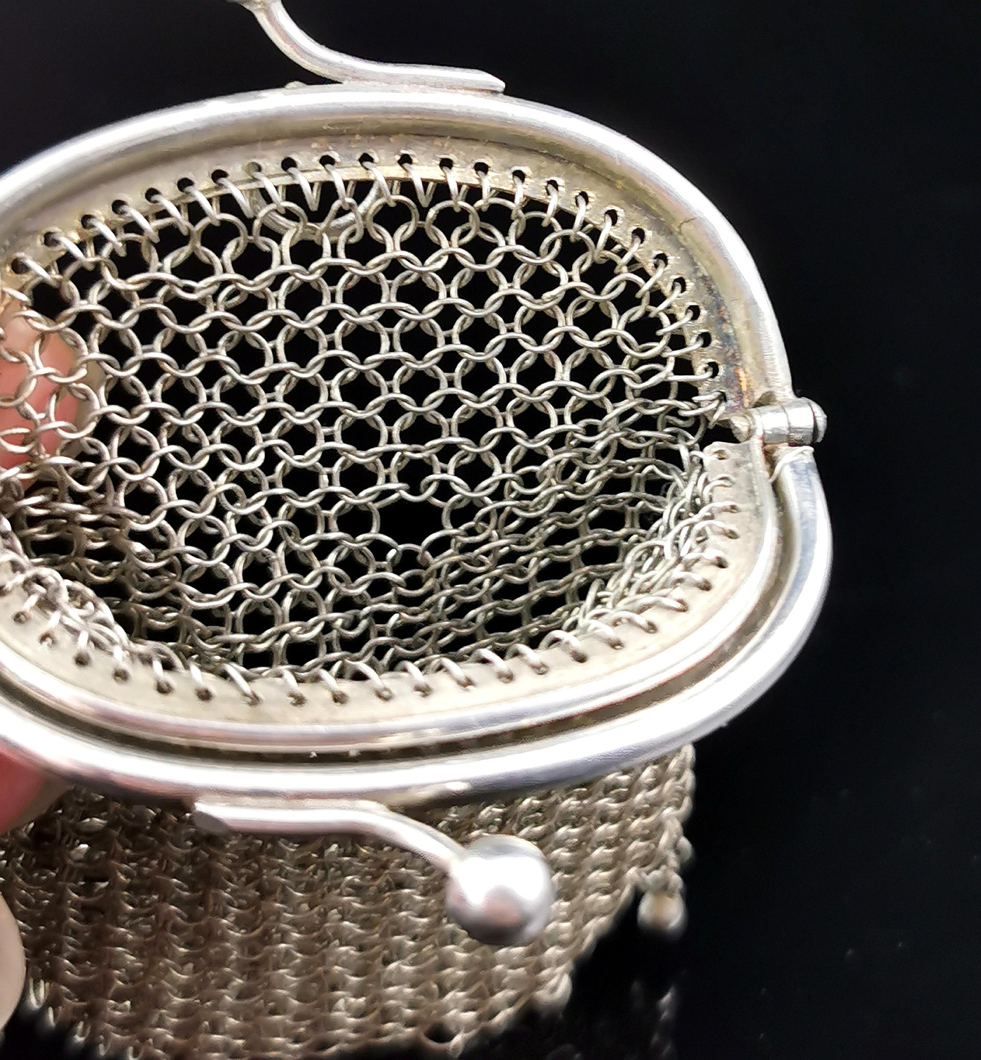 Antique sterling silver mesh coin purse  5