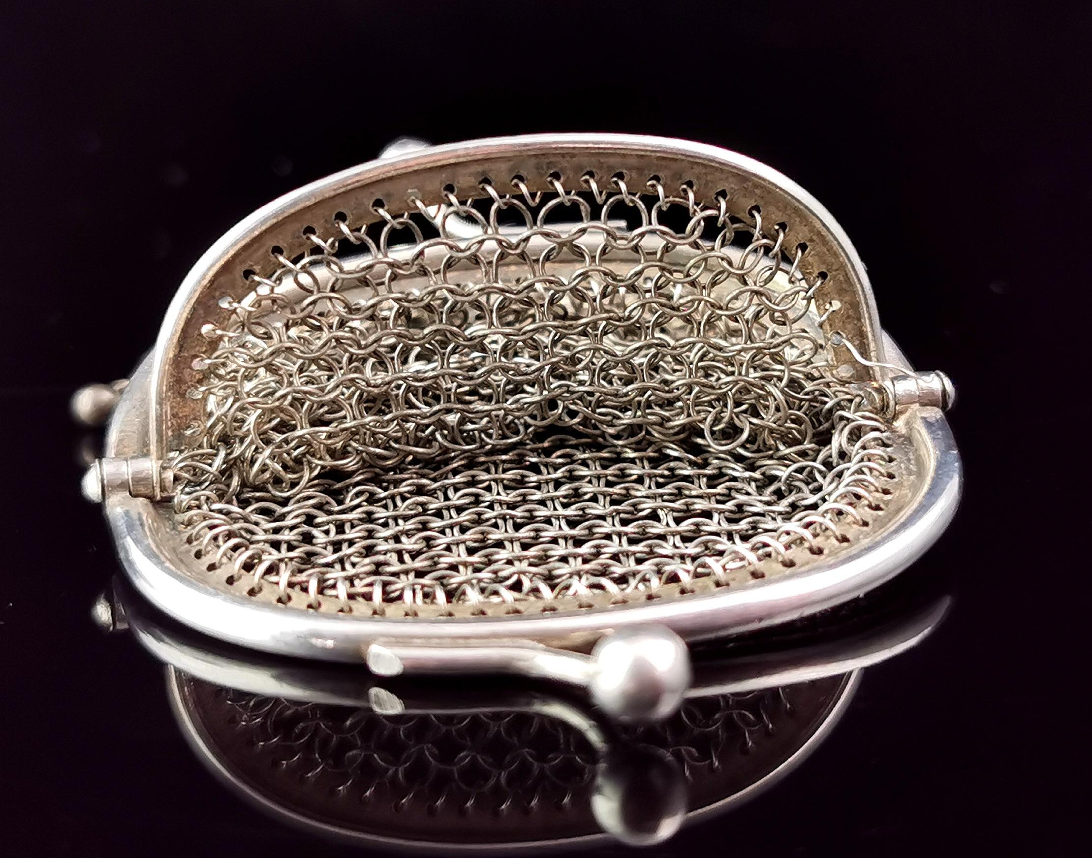 Antique sterling silver mesh coin purse  6