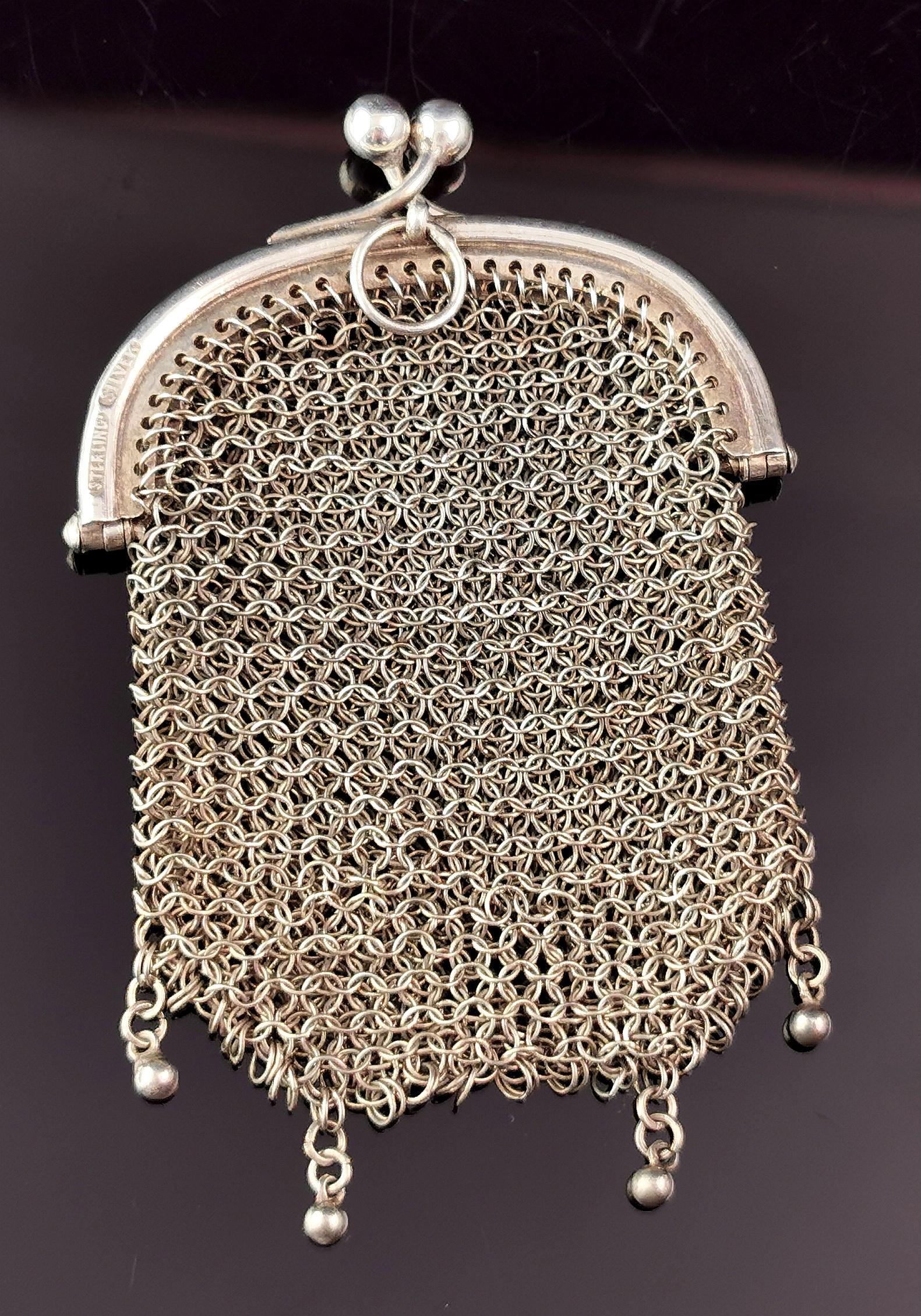 Women's Antique sterling silver mesh coin purse 