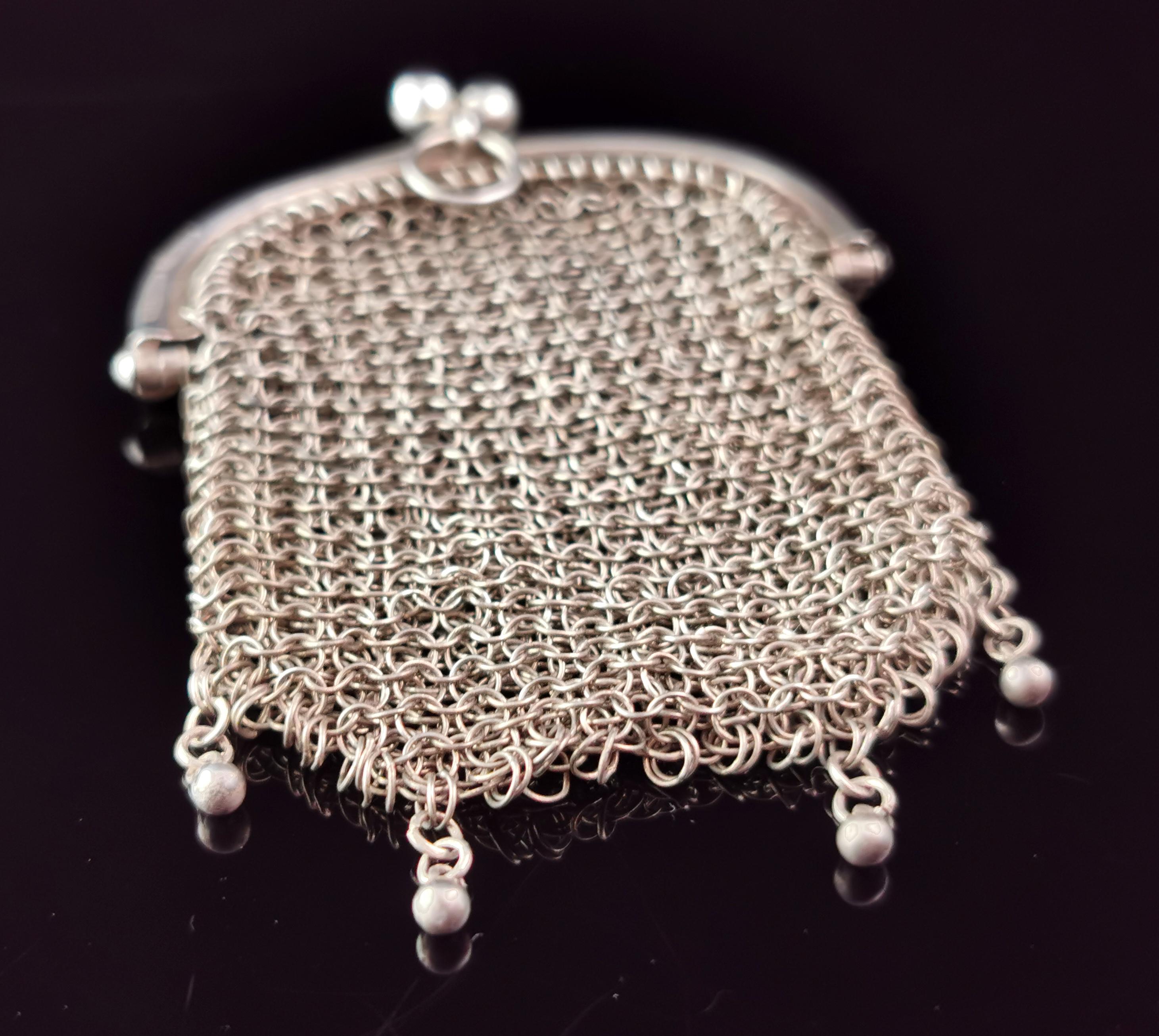 Antique sterling silver mesh coin purse  2