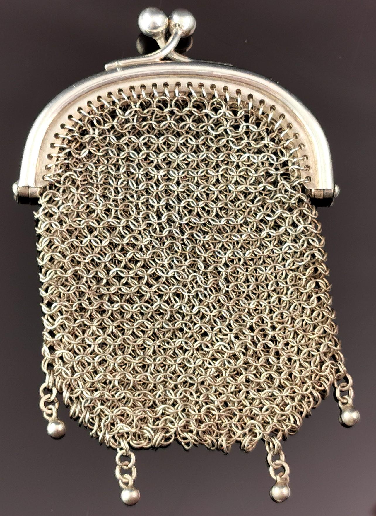Antique sterling silver mesh coin purse  3