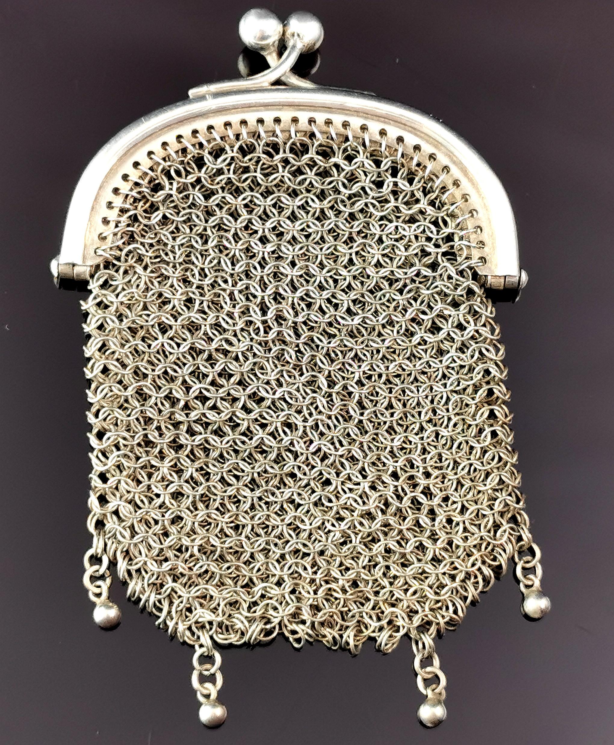 Antique sterling silver mesh coin purse  4