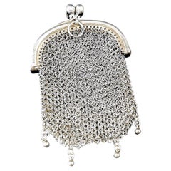 Antique sterling silver mesh coin purse 