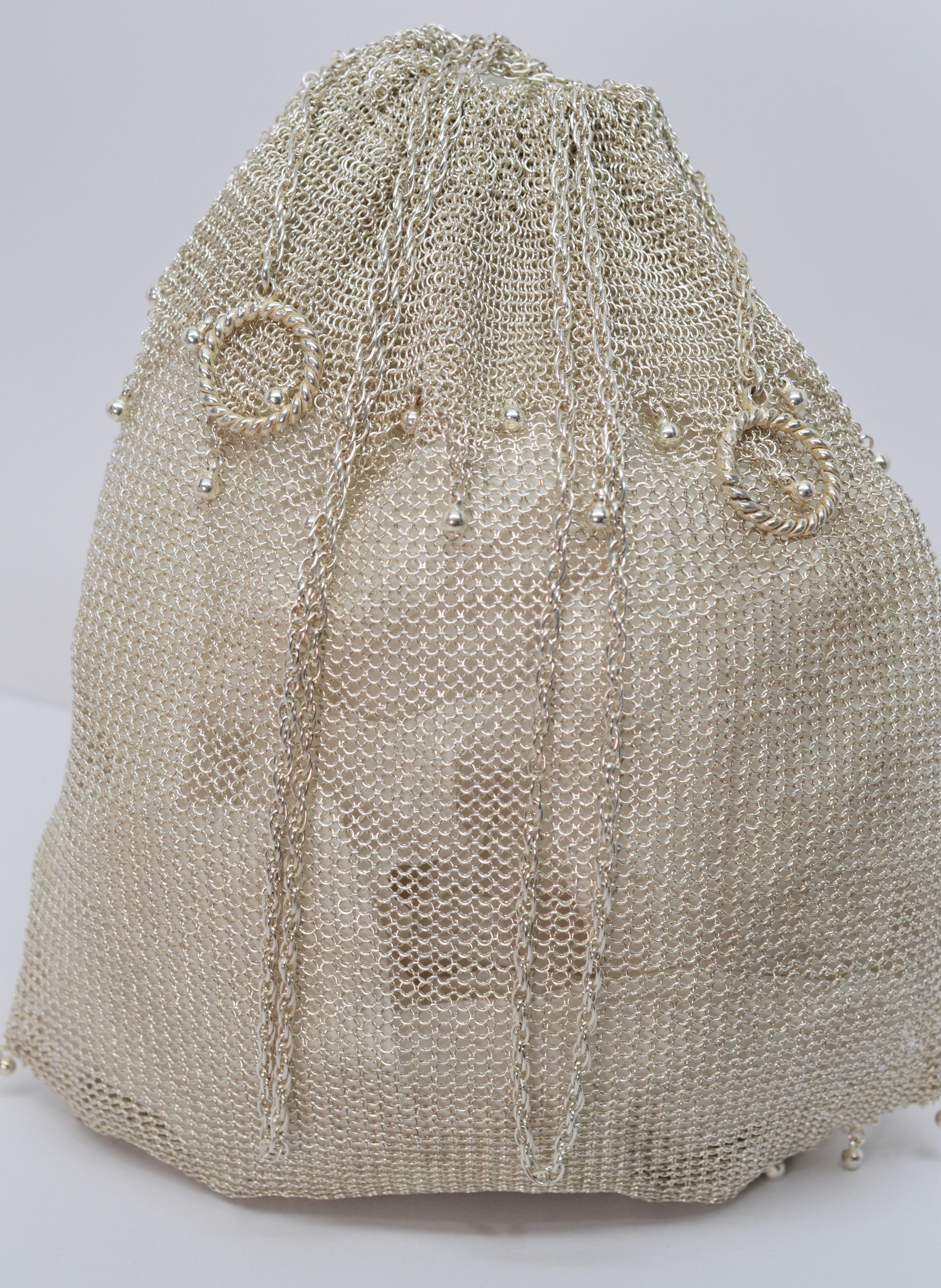 antique silver mesh purse