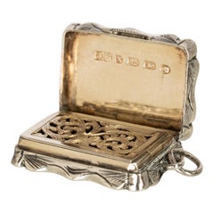 Antique Sterling Silver Miniature Vinaigrette Locket James Fenton Birmingham