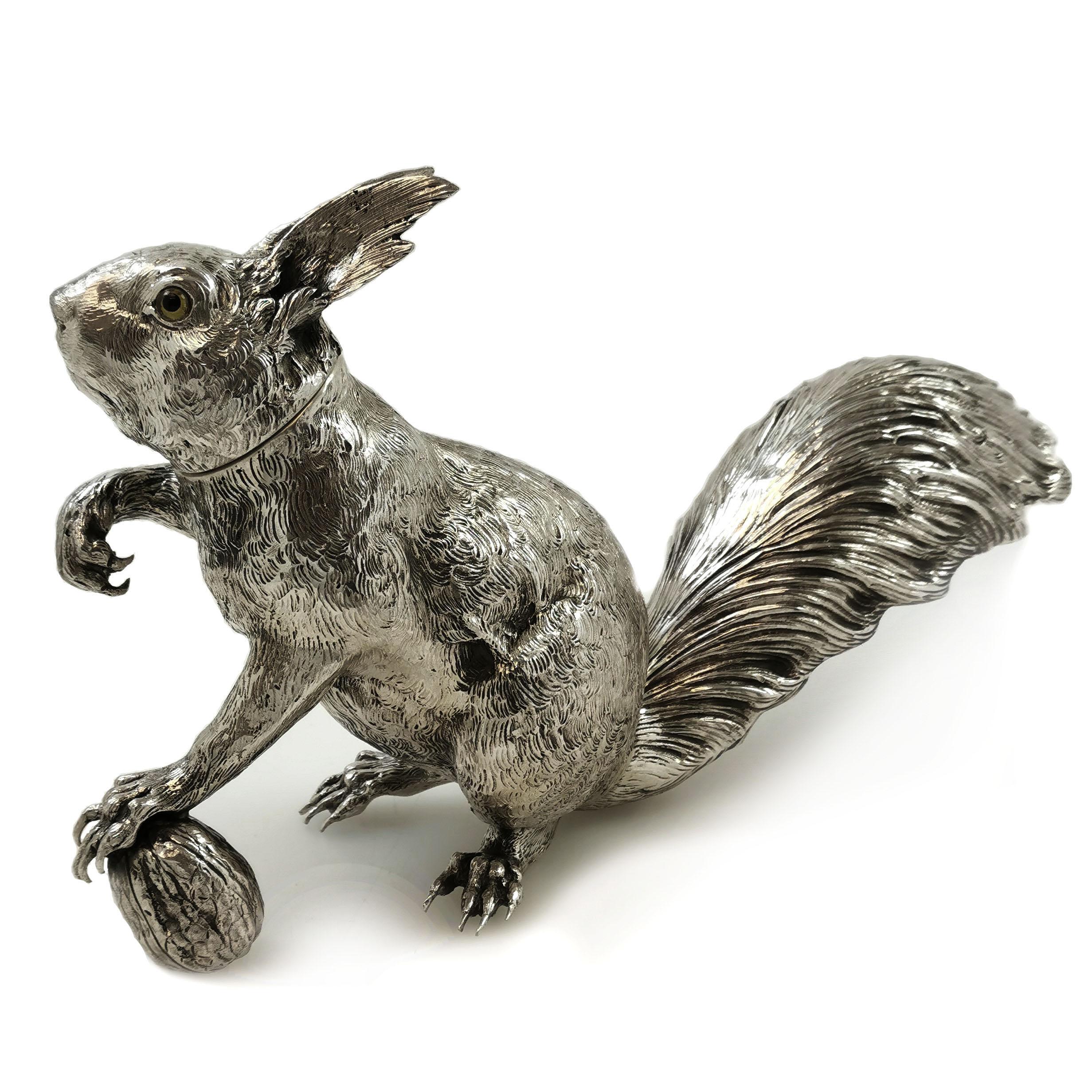 Antique Sterling Silver Model Squirrel Figurine Statue, Germany, circa 1920 In Good Condition In London, GB