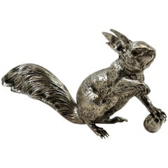 Vintage Sterling Silver Model Squirrel Figurine Statue, Germany, circa 1920