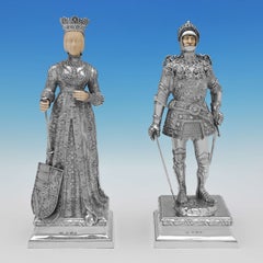 Antike Sterlingsilber-Modelle von König Arthur und Maria Bianca Sforza, 1911