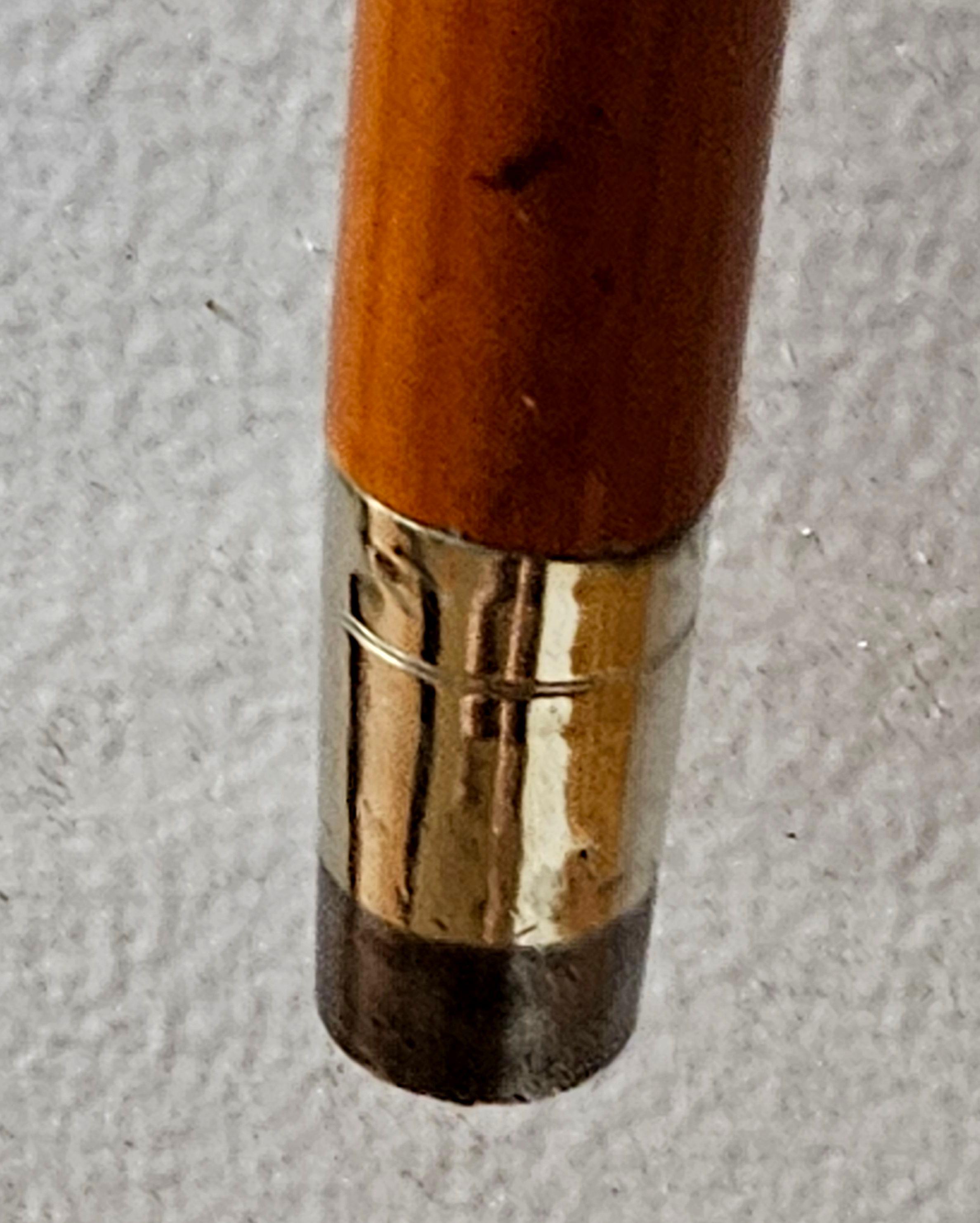 English Antique Sterling Silver Monogram and Cocabola shaft Walking Stick Cane For Sale