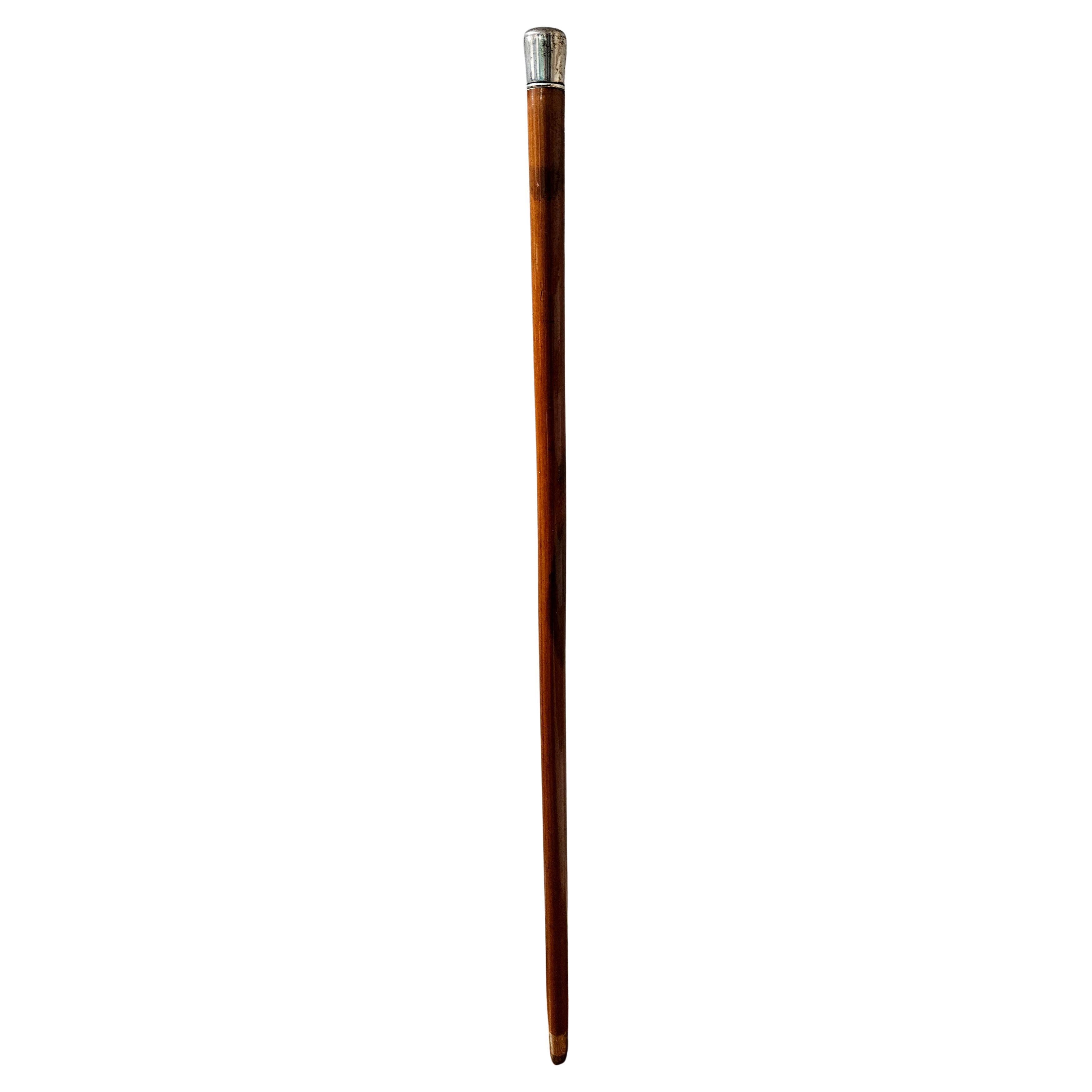 Antique Sterling Silver Monogram and Cocabola shaft Walking Stick Cane