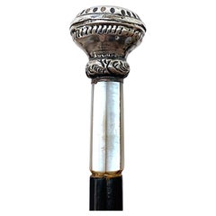 Antique Sterling Silver Mother of Pearl Ladies' Walking Stick, 19th Century